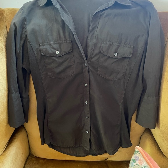 James Perse Slub Cotton Khaki Button-Up Shirt - Picture 6 of 15